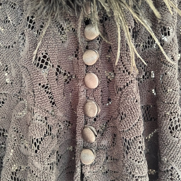 Trashy lingerie floor length black ostrich feather lace night gown robe - Picture 2 of 7